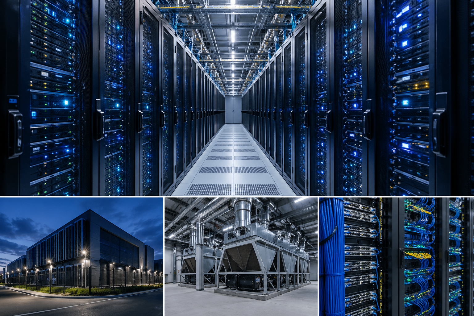 Data centres support websites and apps, cloud computing (like Amazon Web Services, Microsoft Azure and Google Cloud), online banking and transactions, social media platforms, artificial intelligence and big data processing.