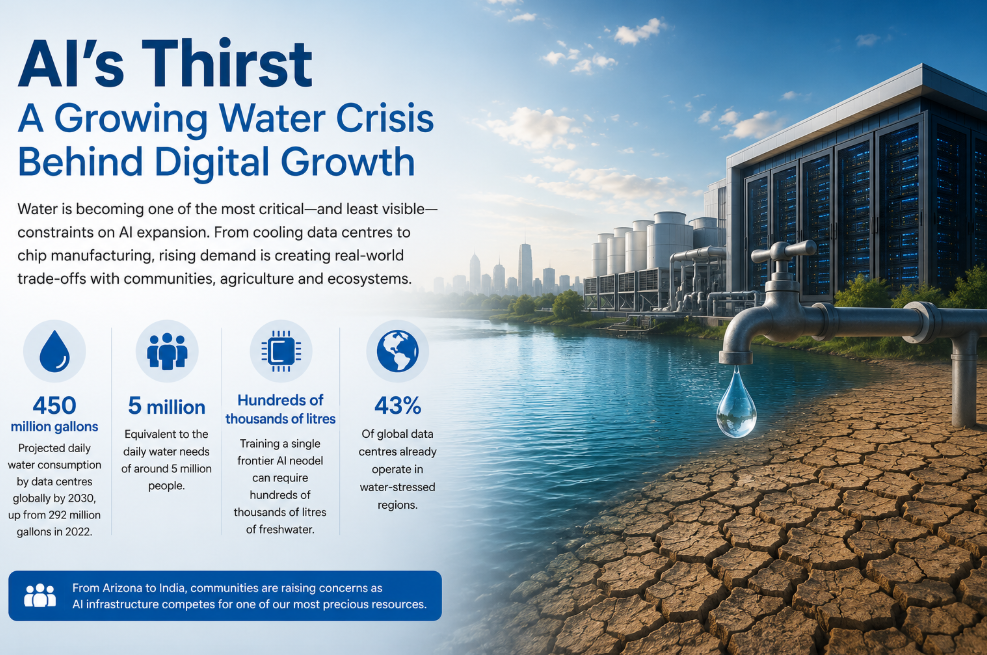 Tensions are emerging in countries such as Chile and India, where water scarcity and rising industrial demand are intensifying competition for resources.
