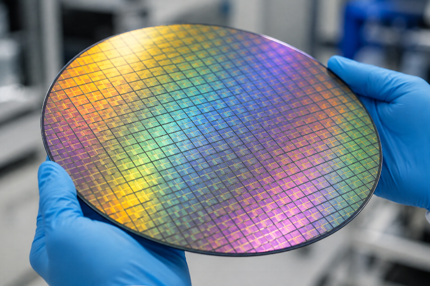 Silicon semiconductor wafer used in chip manufacturing