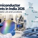 Semiconductor plants in India 2026 with semiconductor wafer and map showing key plant locations