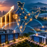 Illustration of India’s data centre investment boom with digital infrastructure hubs connected across the country