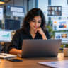 AI tools helping a professional with writing, coding, research, data analysis and presentations at work