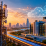 Telecom tower and data centre representing Jio Platforms' 5G network and AI infrastructure ambitions.