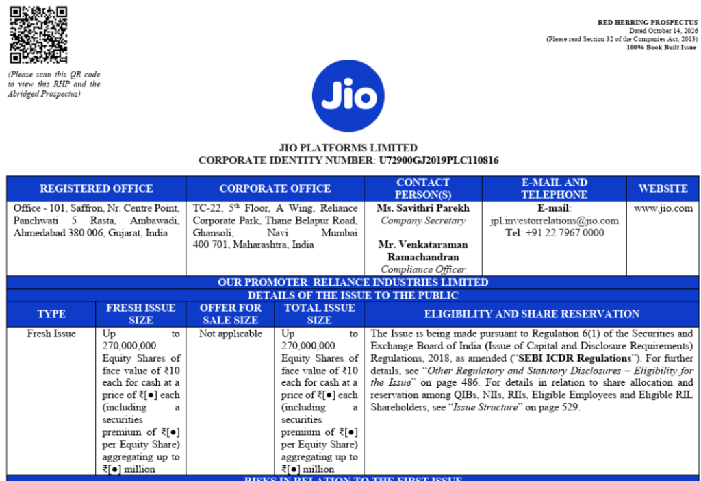 Jio Platforms, the digital services arm of Reliance Industries, has set a price band of Rs 1,065-1,119 per share for its much-anticipated initial public offering (IPO).