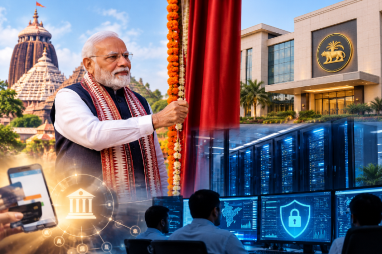 Prime Minister Narendra Modi with the RBI’s new data centre and cybersecurity infrastructure in Bhubaneswar, Odisha.